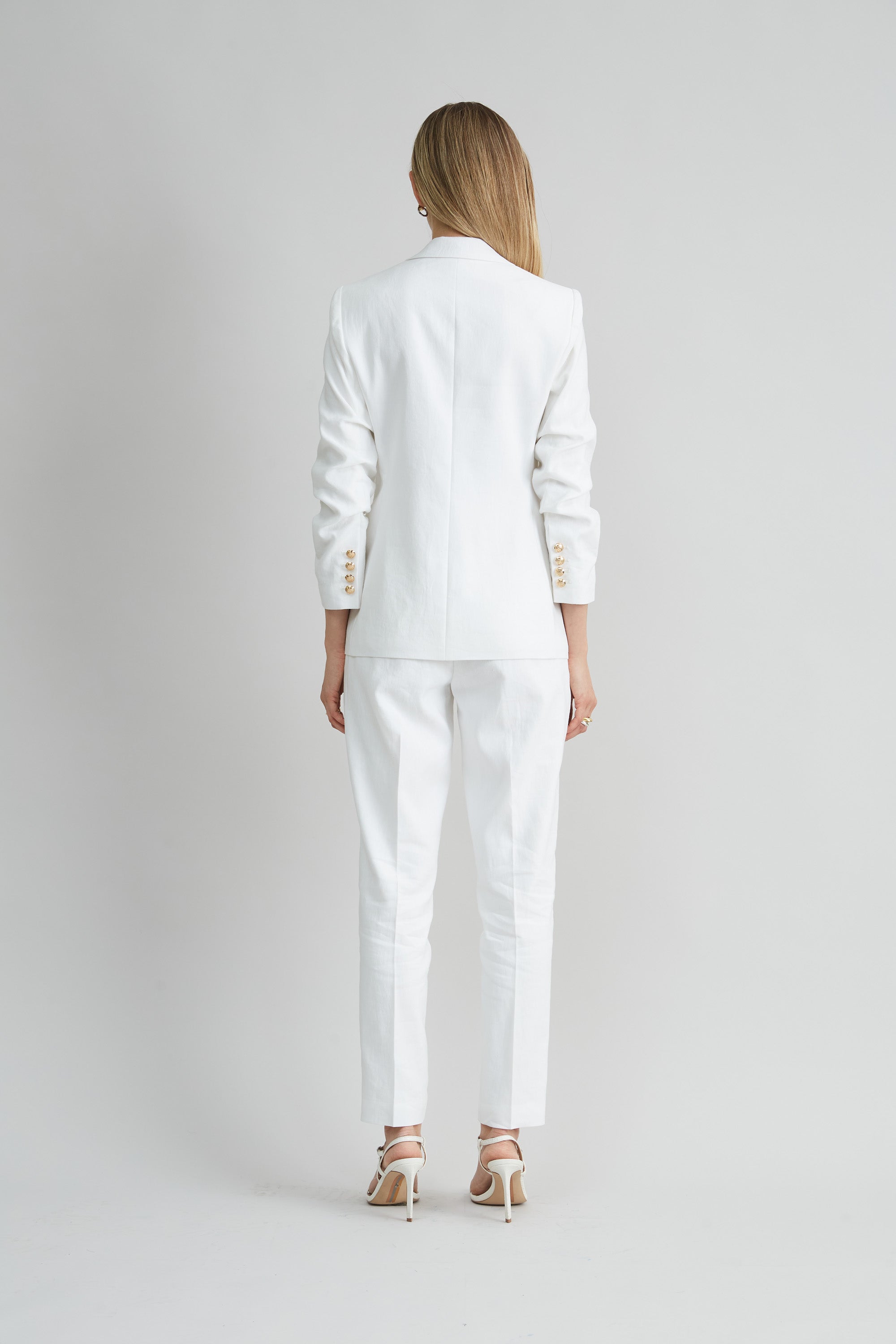 Linen Crest Button Blazer | Elie Tahari WHITE