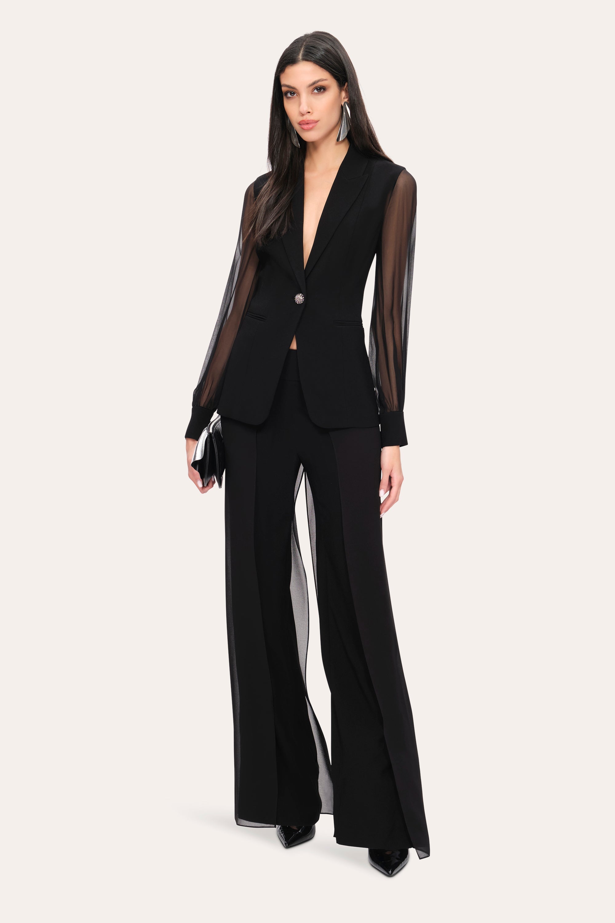 Chiffon Sleeve Blazer | Elie Tahari BLACK