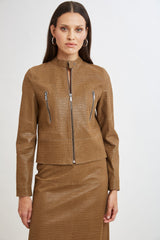 Croc Short Jacket | Elie Tahari CARAMEL