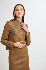 Croc Short Jacket | Elie Tahari CARAMEL