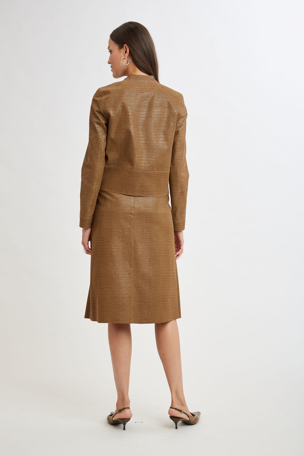 Croc Short Jacket | Elie Tahari CARAMEL