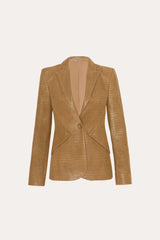 Crocodile Panel Blazer | Elie Tahari CARAMEL
