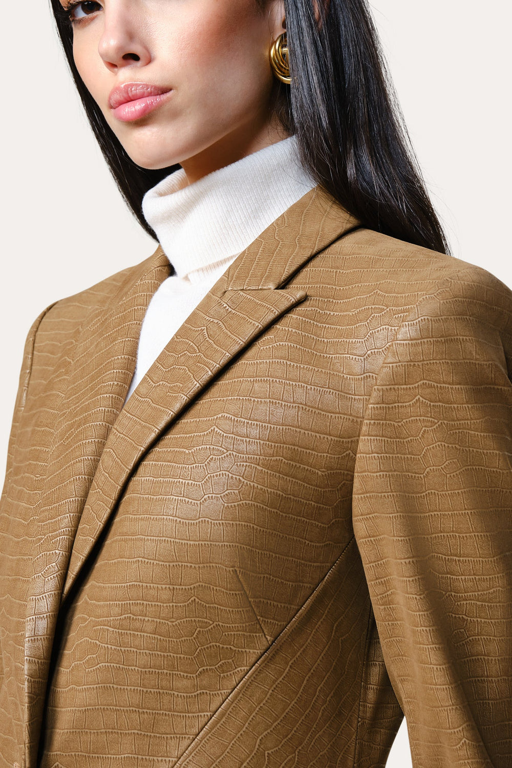 Crocodile Panel Blazer | Elie Tahari CARAMEL