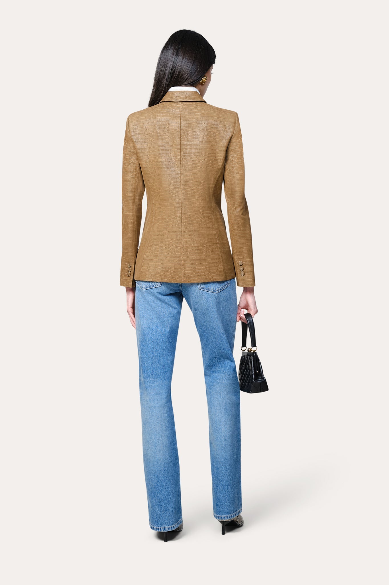 Crocodile Panel Blazer | Elie Tahari CARAMEL