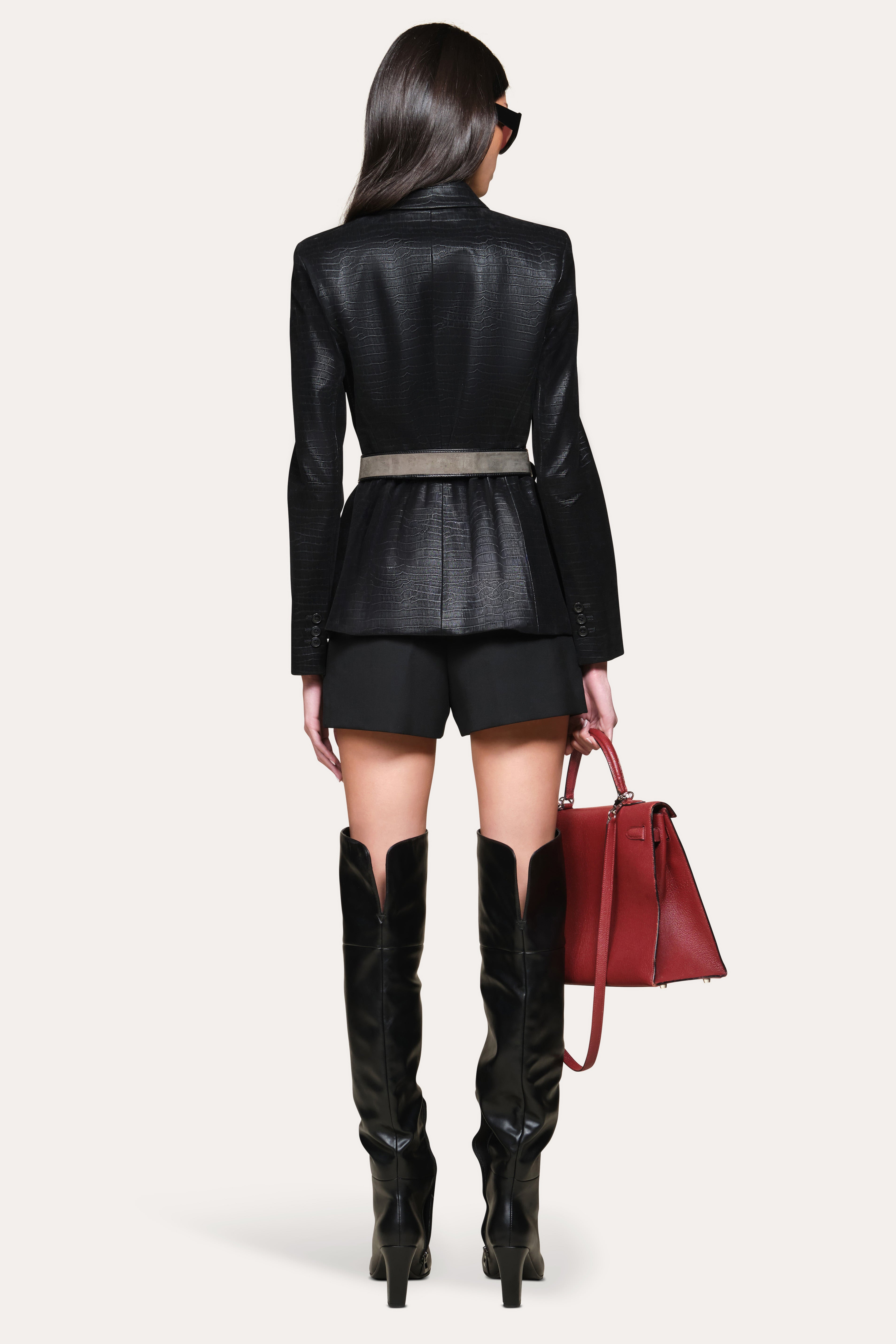 Crocodile Panel Blazer | Elie Tahari BLACK