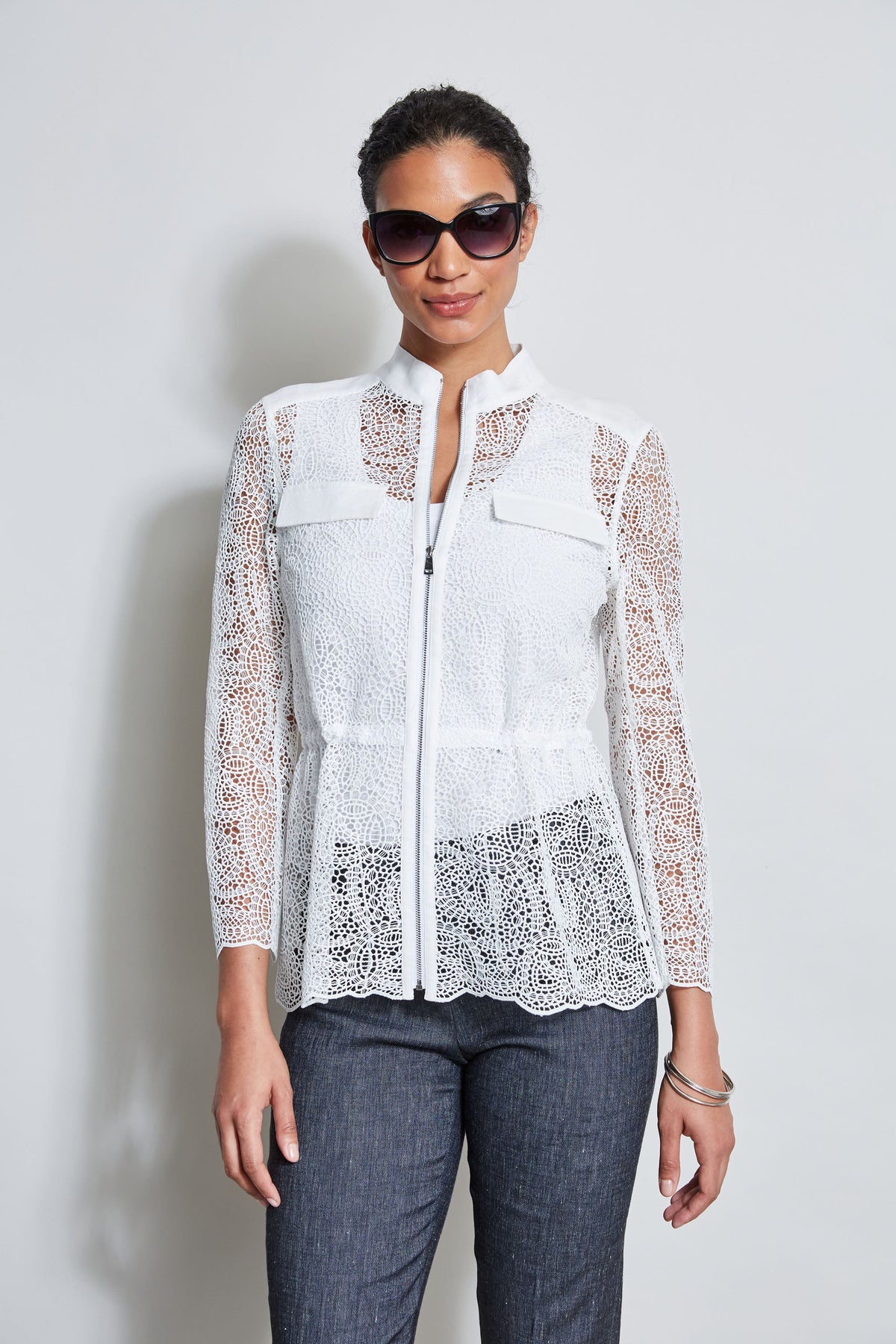 Lace Utility Jacket | Elie Tahari WHITE
