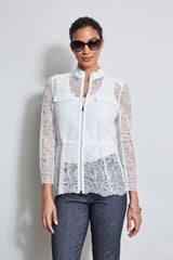 Lace Utility Jacket | Elie Tahari WHITE