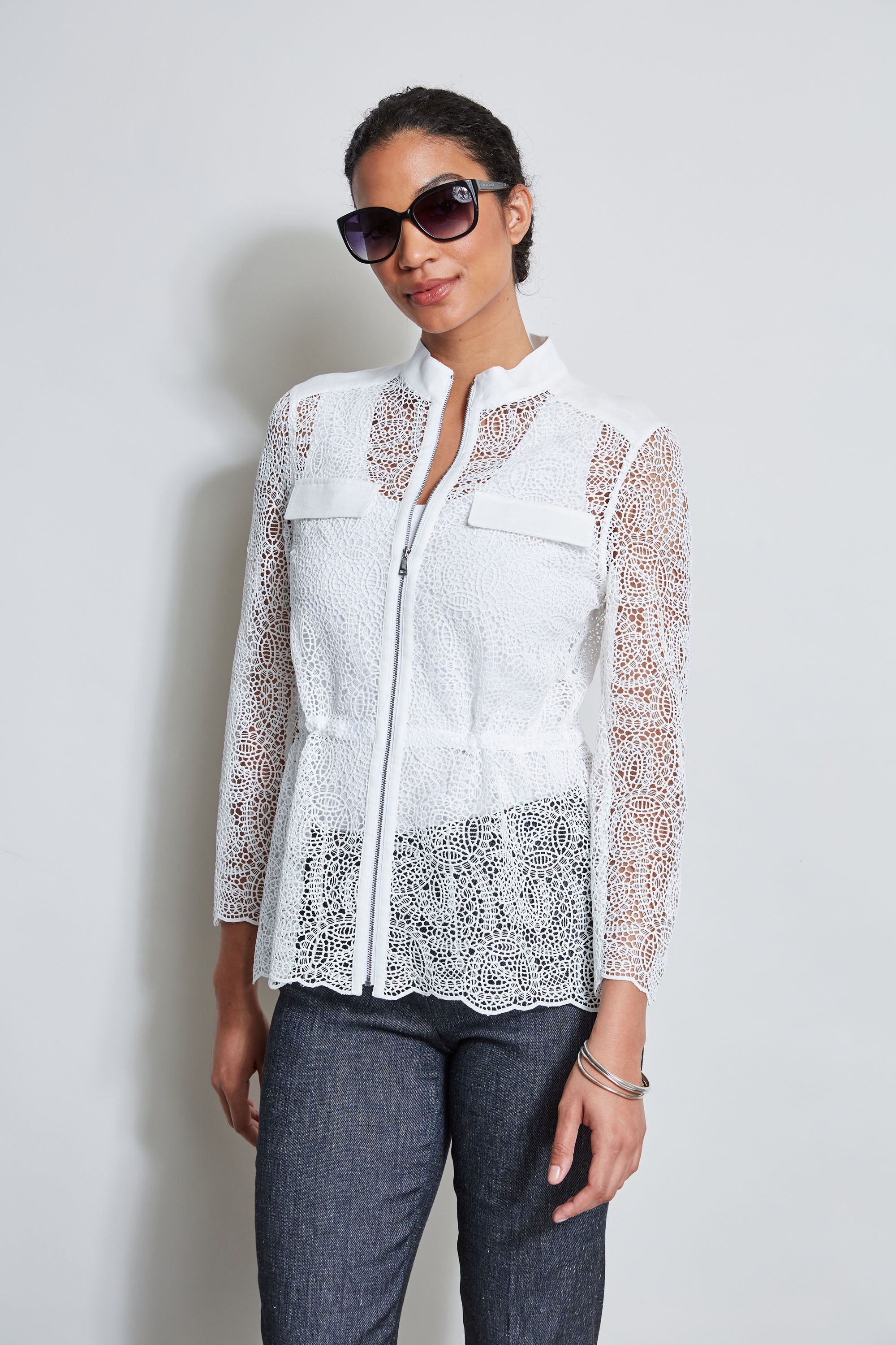 Lace Utility Jacket | Elie Tahari WHITE
