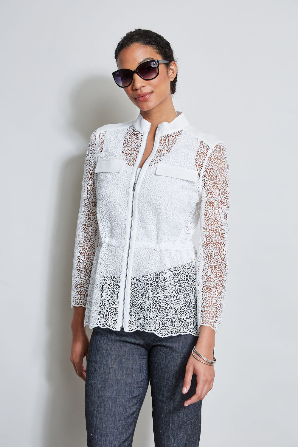 Lace Utility Jacket | Elie Tahari WHITE
