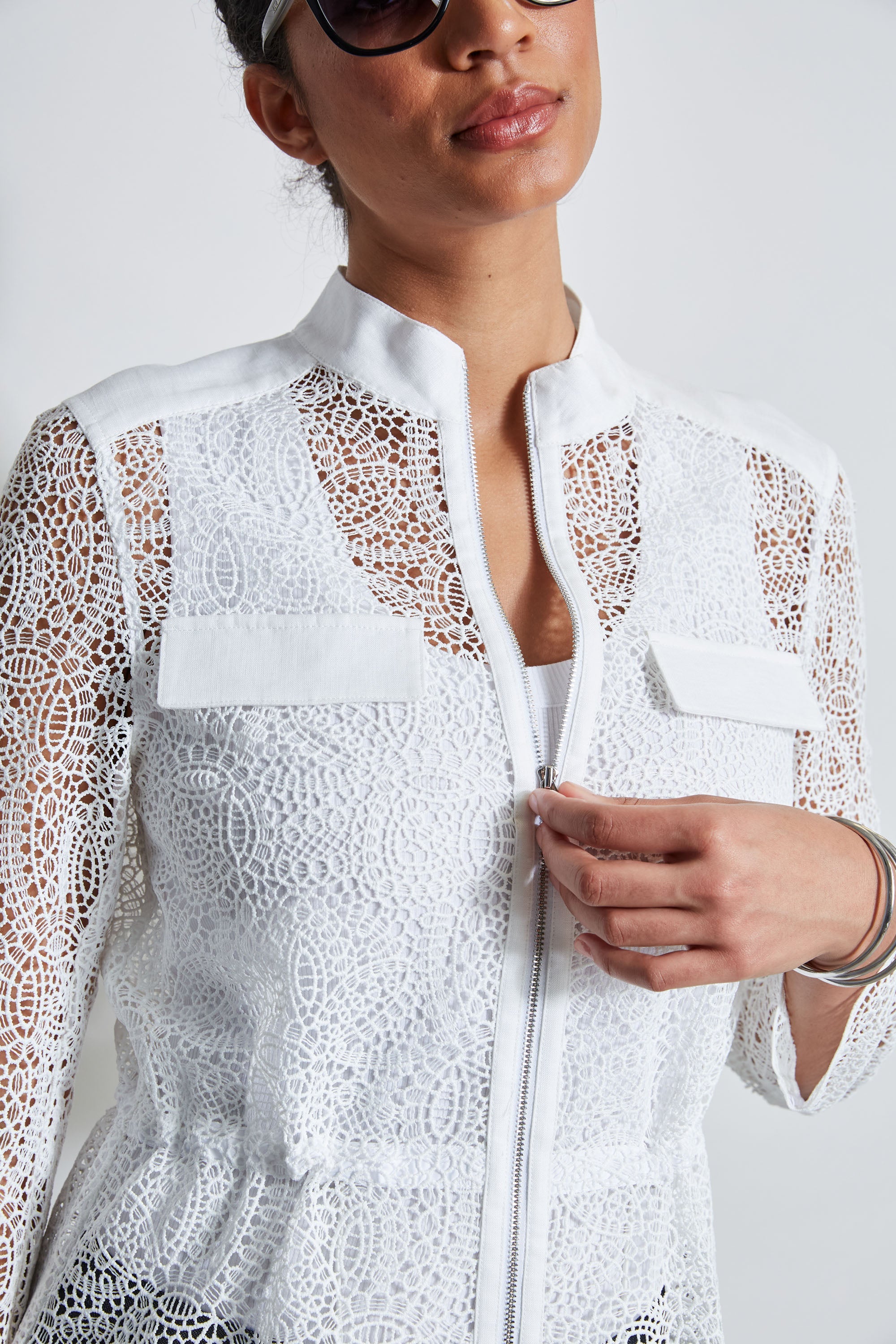 Lace Utility Jacket | Elie Tahari WHITE