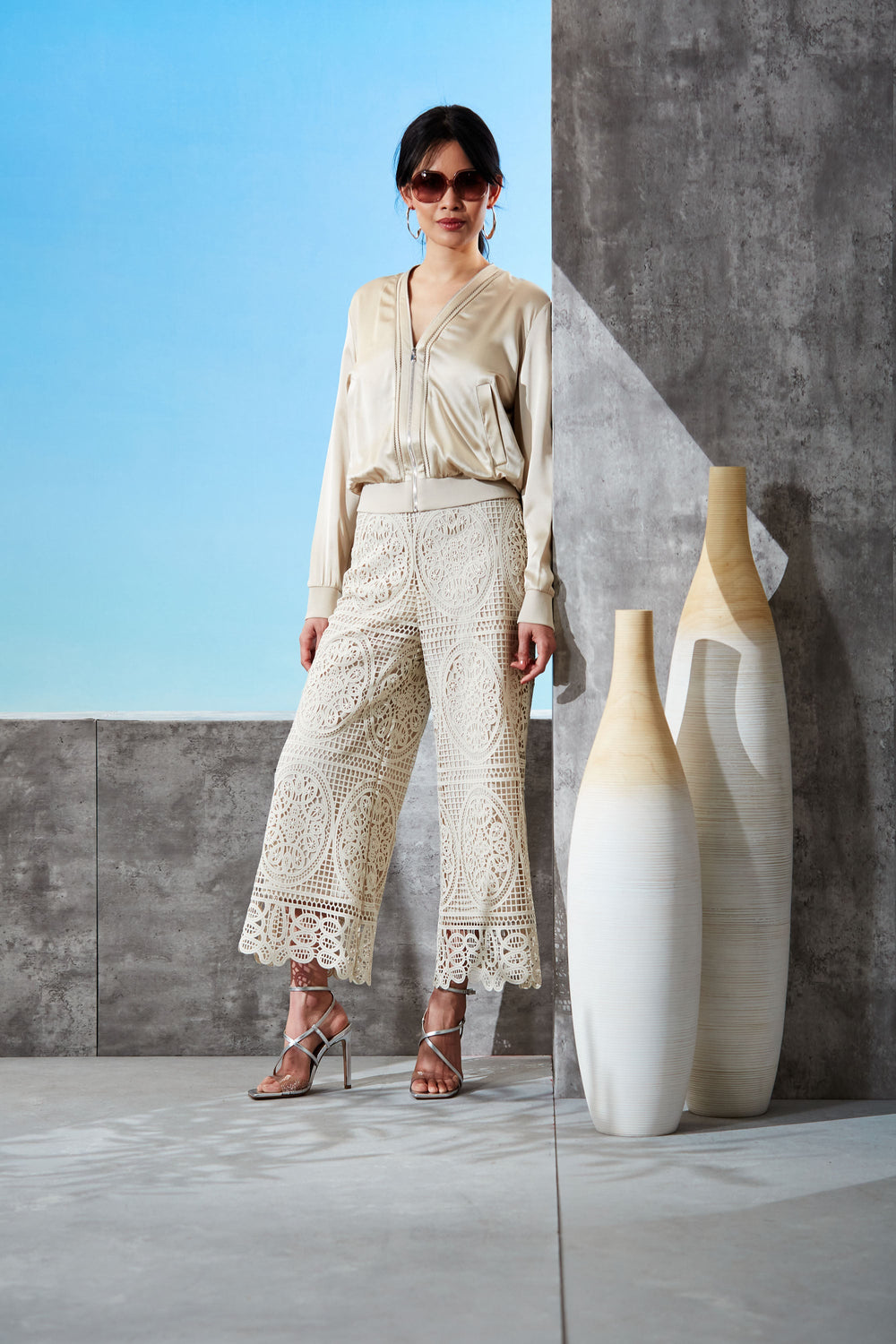 Silk Satin Bomber Jacket | Elie Tahari DRIFTWOOD