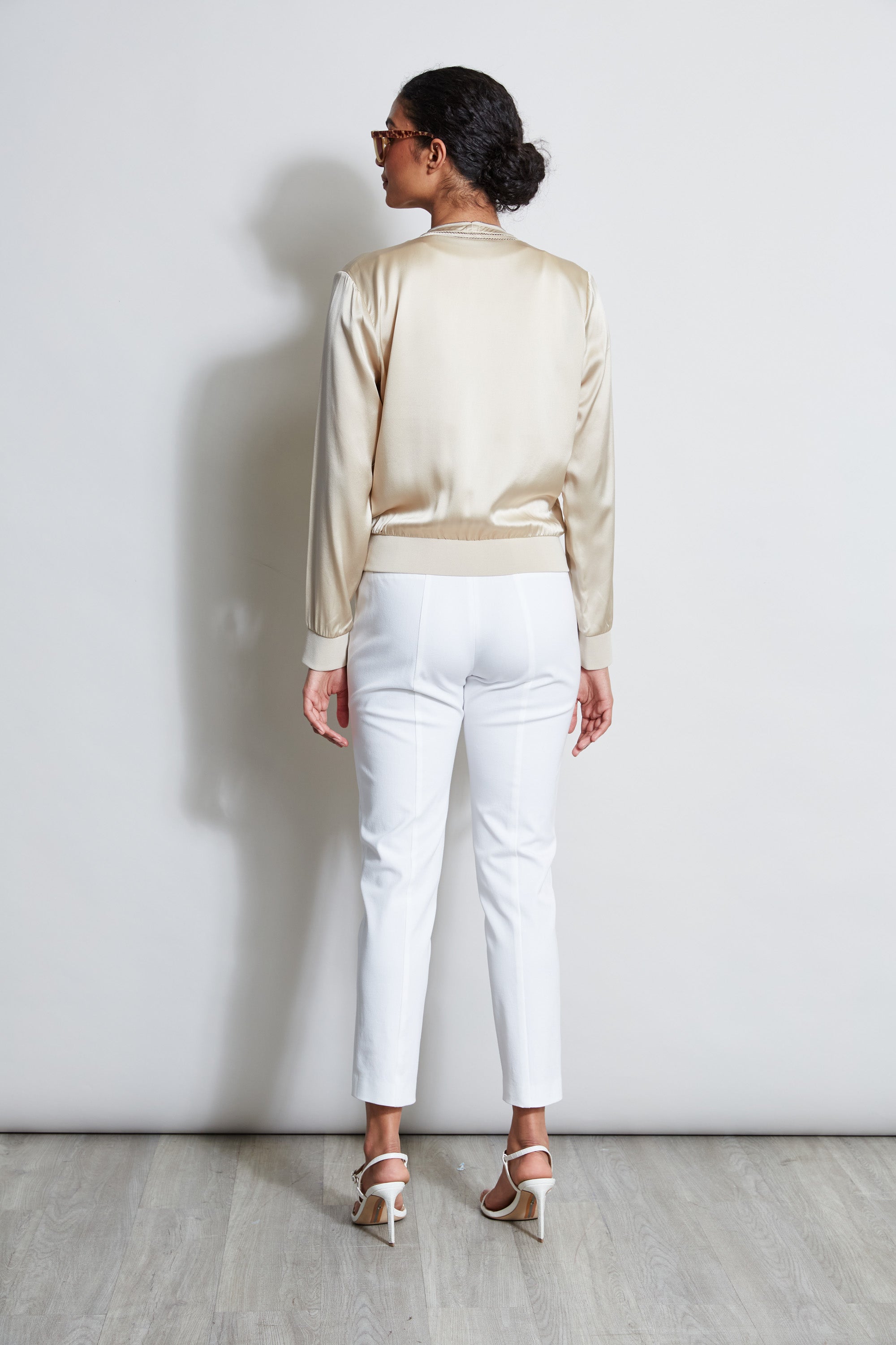 Silk Satin Bomber Jacket | Elie Tahari DRIFTWOOD