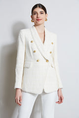 Tweed Double Breasted Blazer | Elie Tahari FOAM