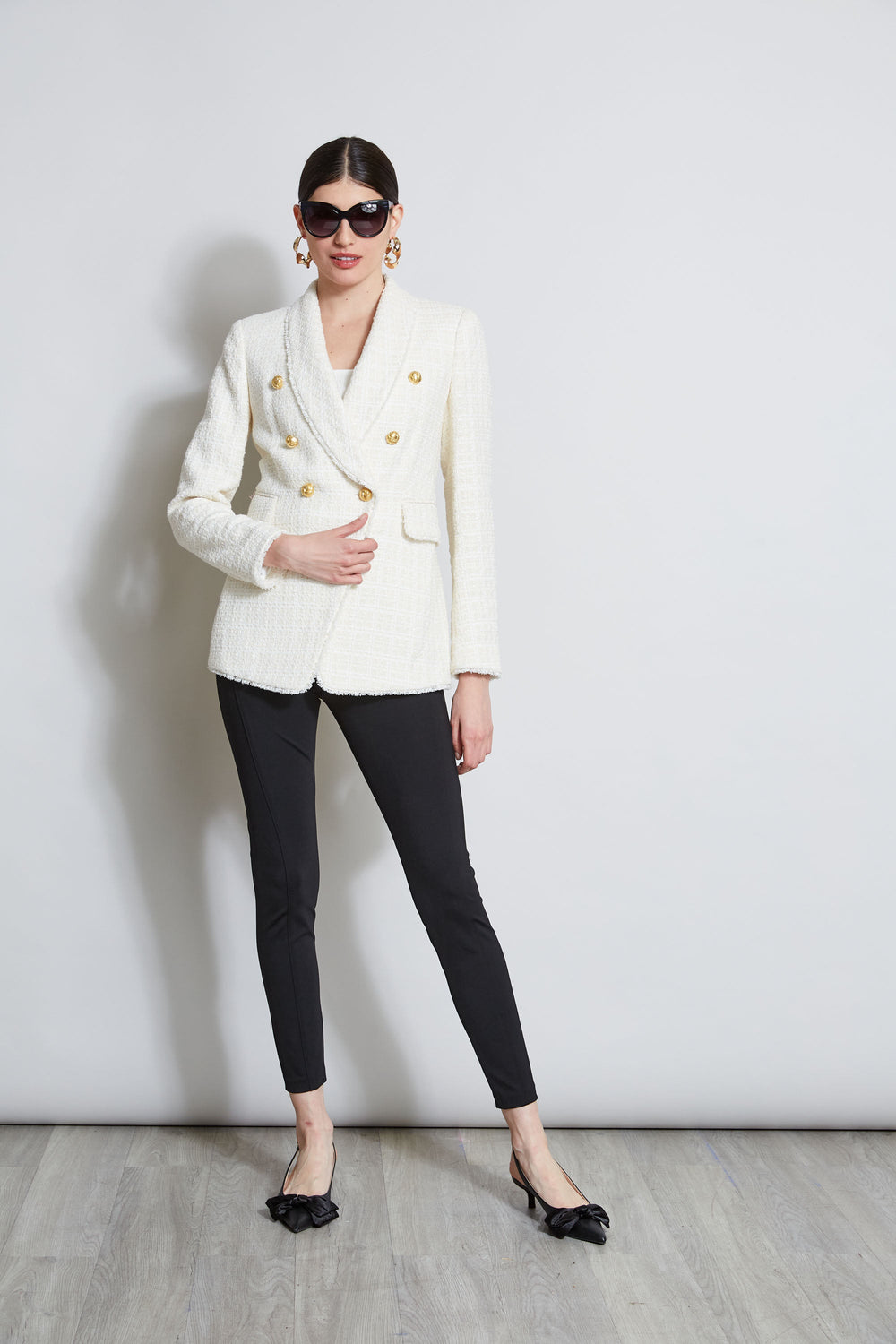 Tweed Double Breasted Blazer | Elie Tahari FOAM