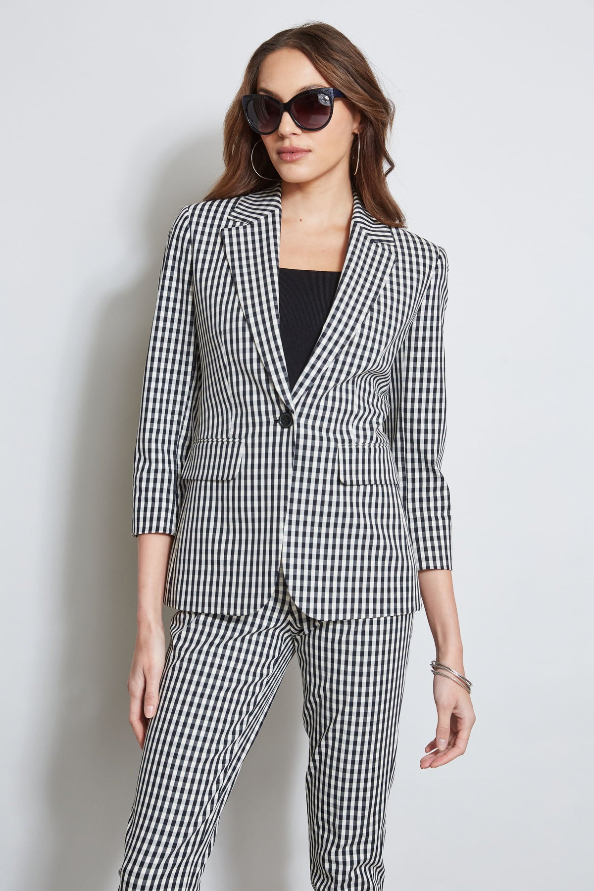Gingham Blazer | Elie Tahari BLACK-WHITE
