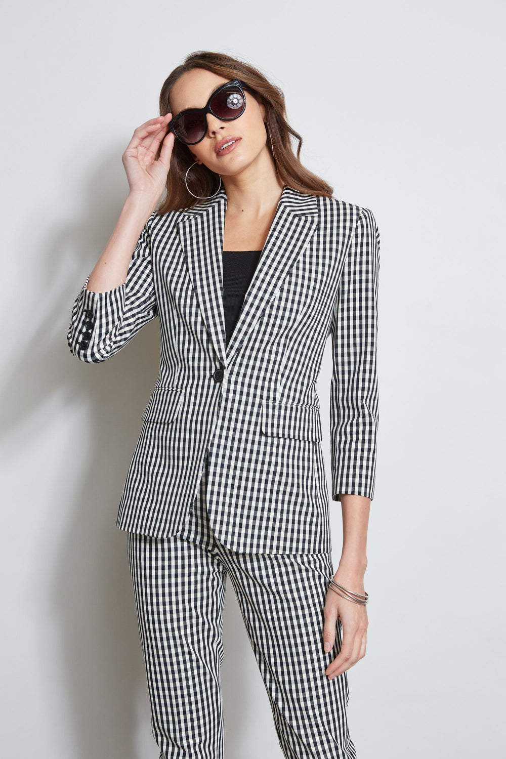 Gingham Blazer | Elie Tahari BLACK-WHITE