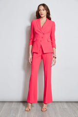 3 Button Ruched Sleeve Blazer | Elie Tahari WILD STRAWBERRY