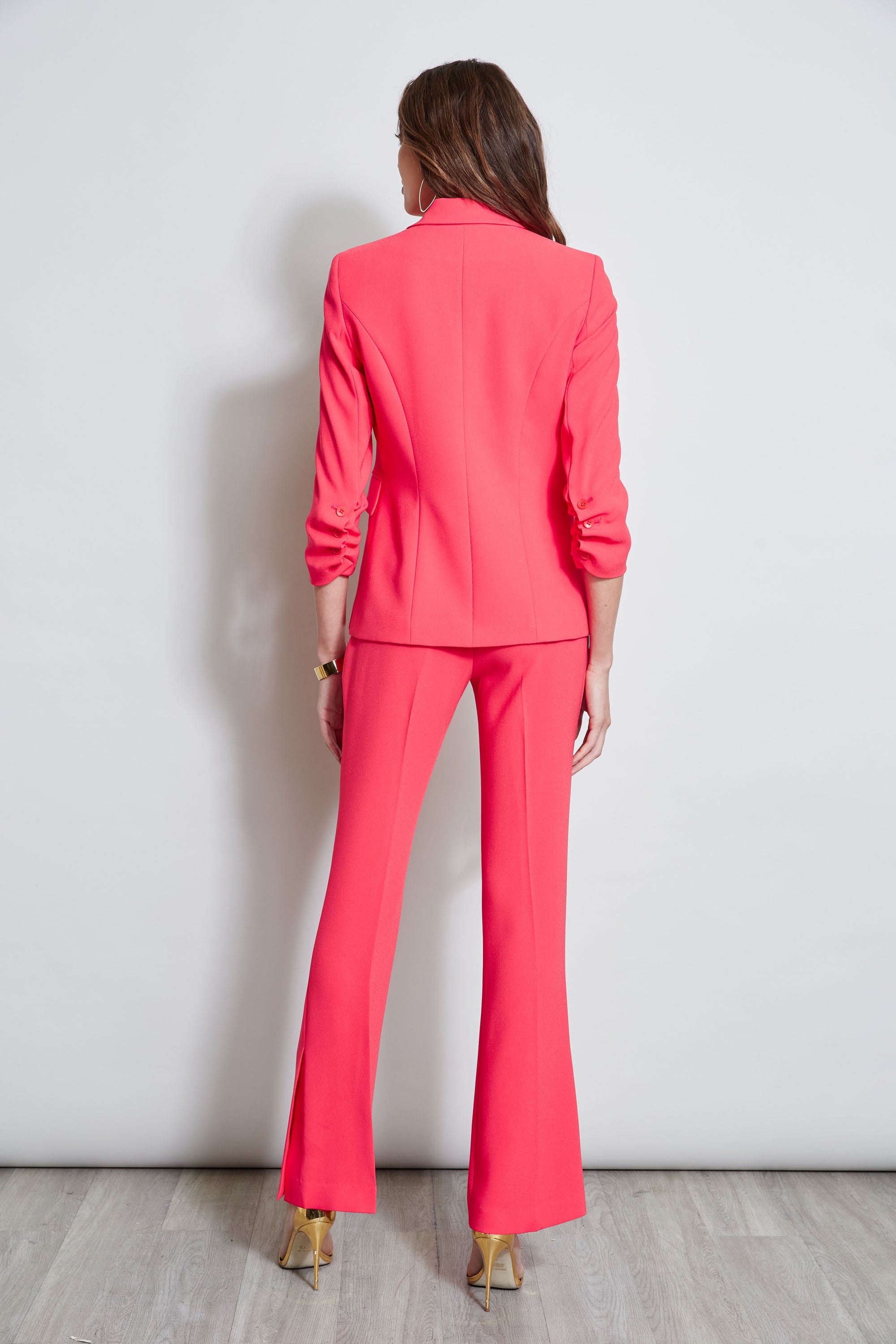 3 Button Ruched Sleeve Blazer | Elie Tahari WILD STRAWBERRY