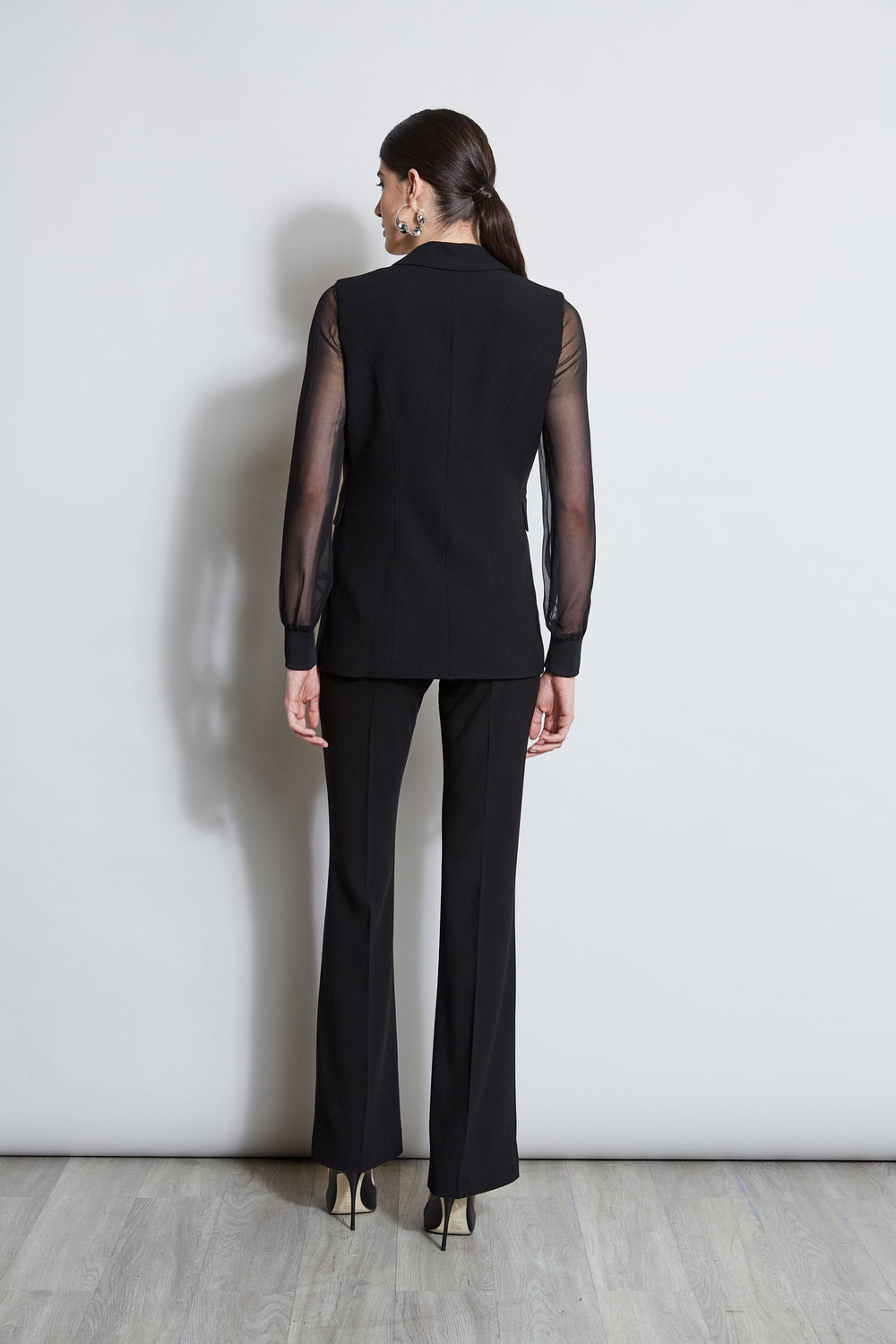 Double Breasted Chiffon Sleeve Blazer | Elie Tahari BLACK