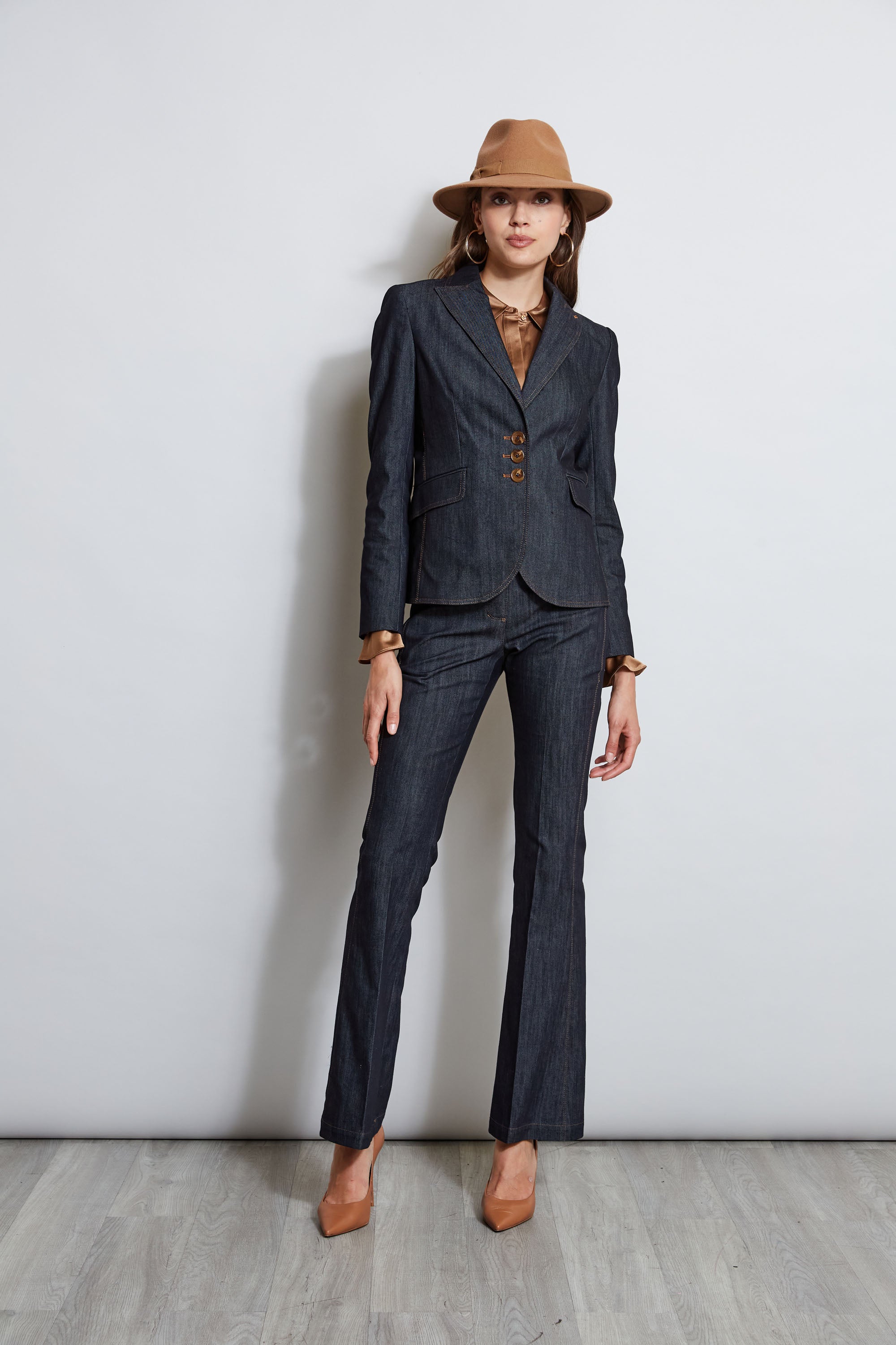 Denim 3 Button Blazer | Elie Tahari INDIGO