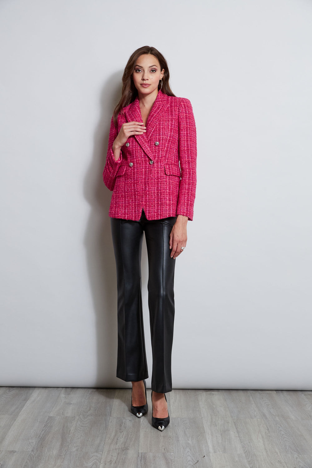Tweed Double Breasted Blazer | Elie Tahari ELECTRIC PINK