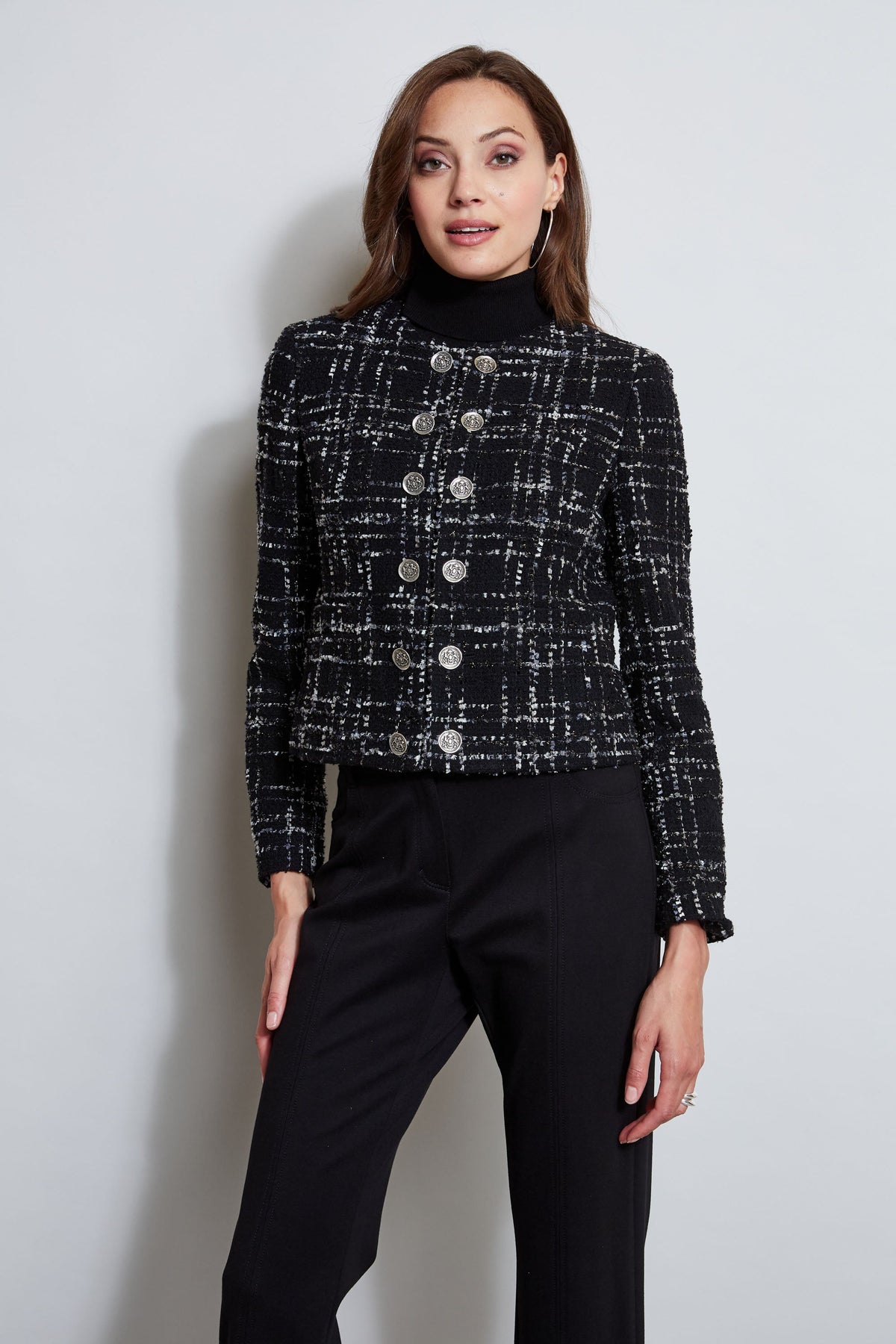 Metallic Kissed Tweed Jacket | Elie Tahari BLACK MULTI