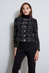 Metallic Kissed Tweed Jacket | Elie Tahari BLACK MULTI