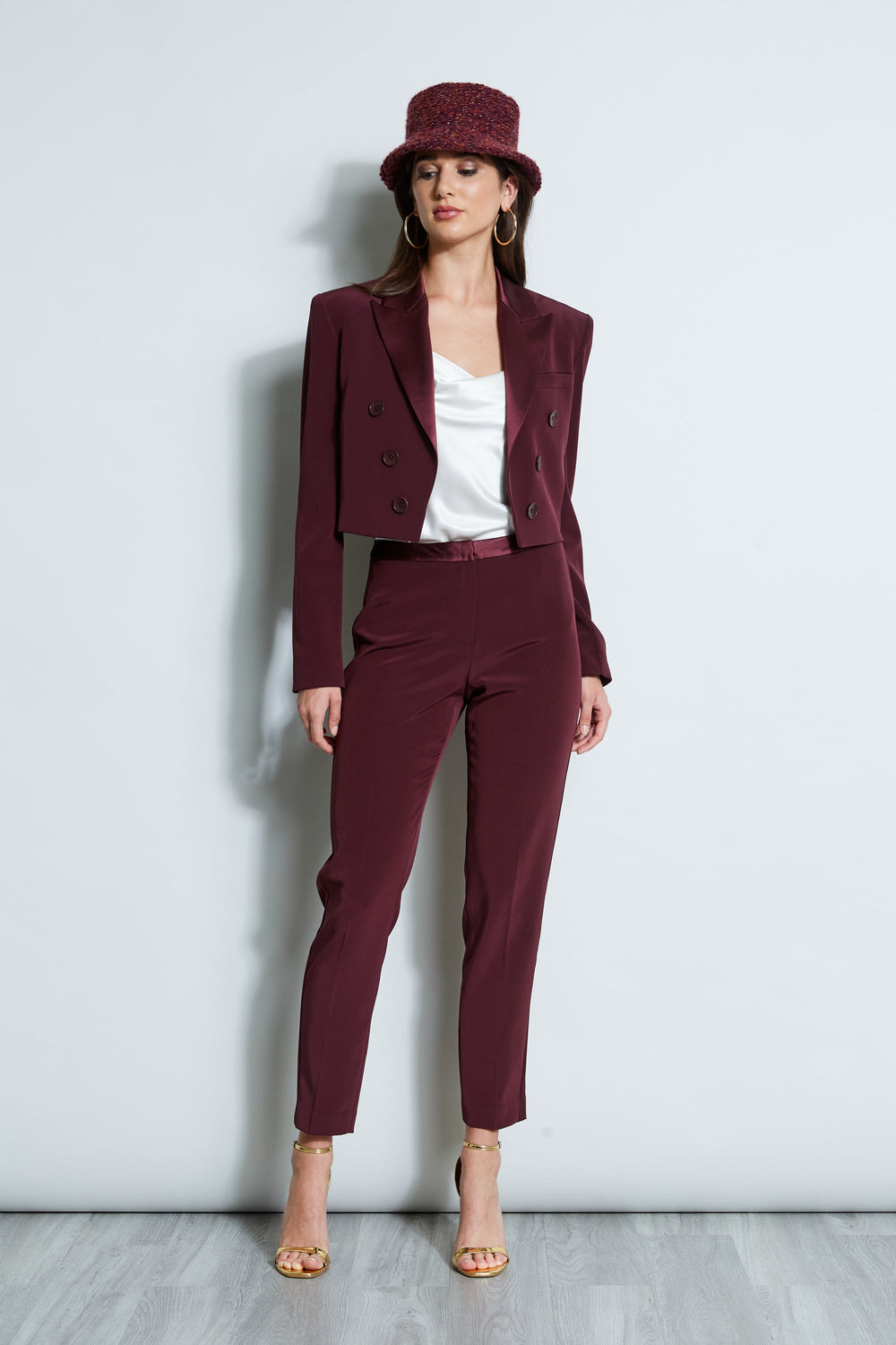Cropped Tuxedo Jacket | Elie Tahari CORDOVAN