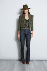 Boucle Tweed Cropped Jacket | Elie Tahari OLIVE MULTI