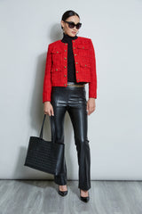 French Tweed Button Jacket | Elie Tahari FLAME RED