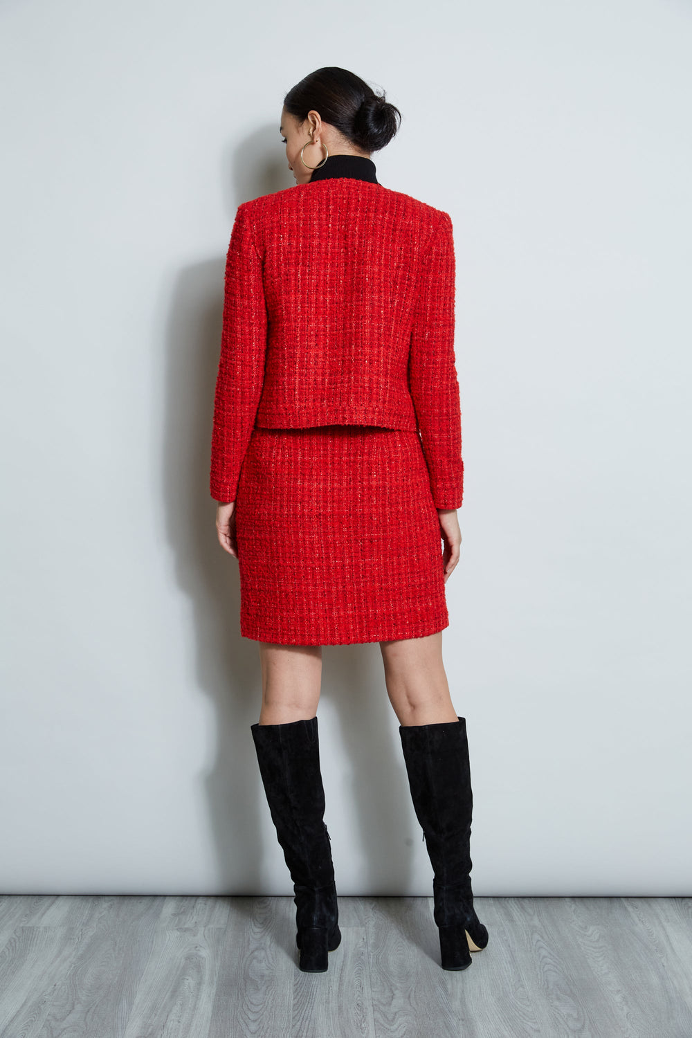 French Tweed Button Jacket | Elie Tahari FLAME RED