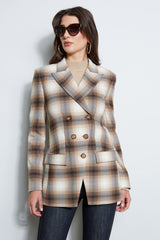 Double Breasted Ombre Plaid Blazer | Elie Tahari MULTI