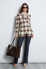 Double Breasted Ombre Plaid Blazer | Elie Tahari MULTI