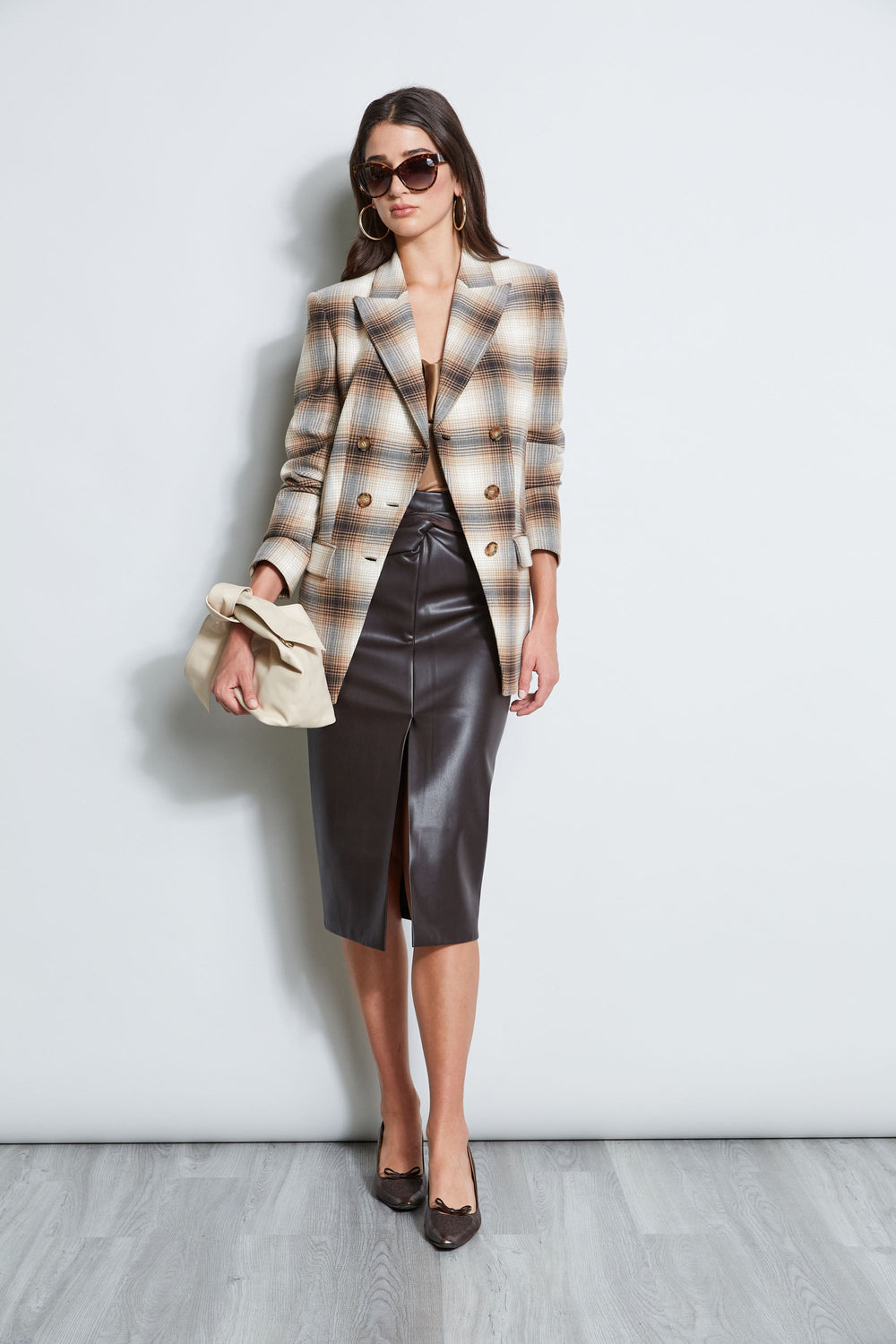 Double Breasted Ombre Plaid Blazer | Elie Tahari MULTI