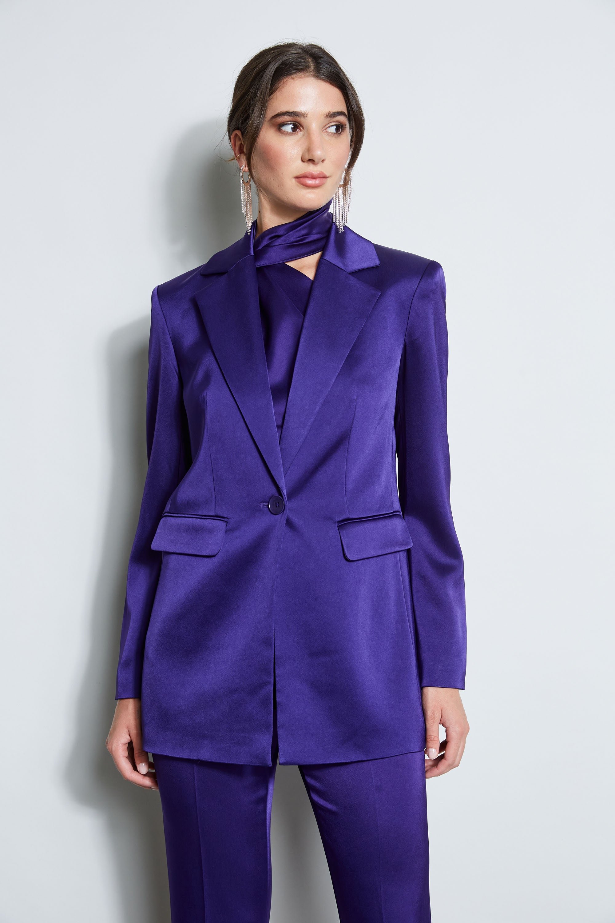 Satin Boyfriend Blazer | Elie Tahari WINTER PLUM