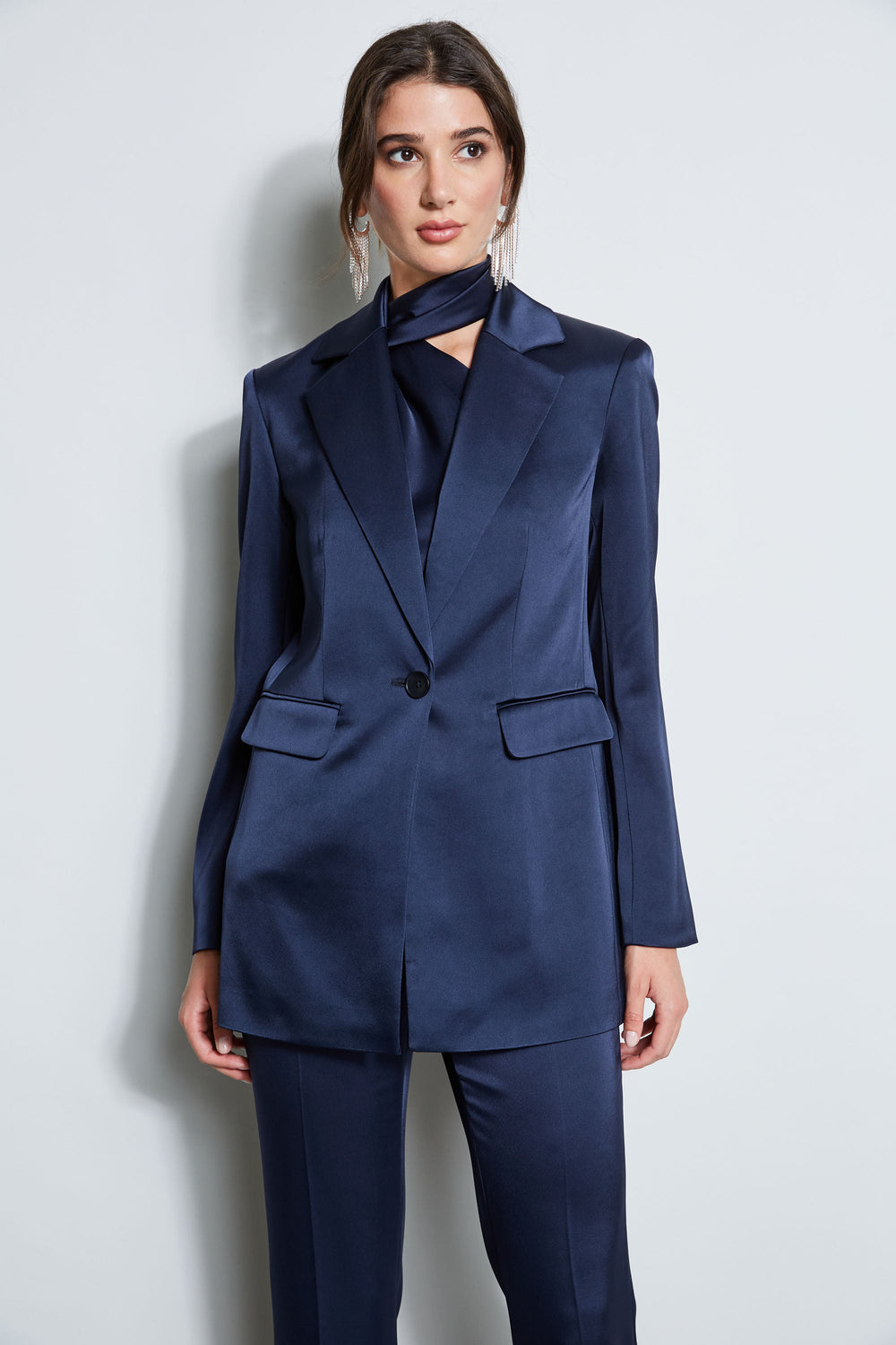 Satin Boyfriend Blazer | Elie Tahari MIDNIGHT