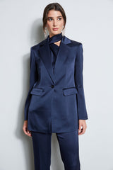 Satin Boyfriend Blazer | Elie Tahari MIDNIGHT