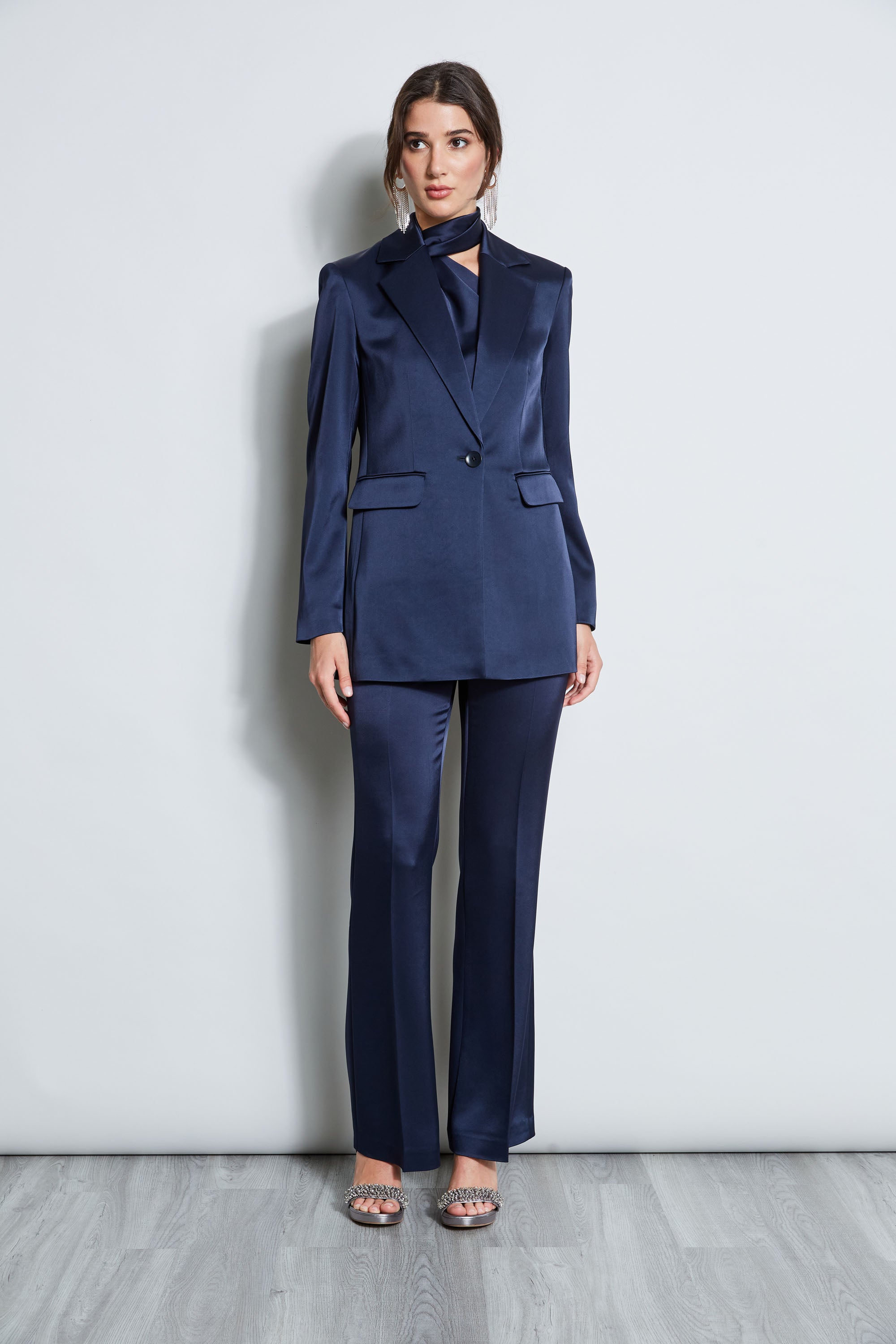 Satin Boyfriend Blazer | Elie Tahari MIDNIGHT