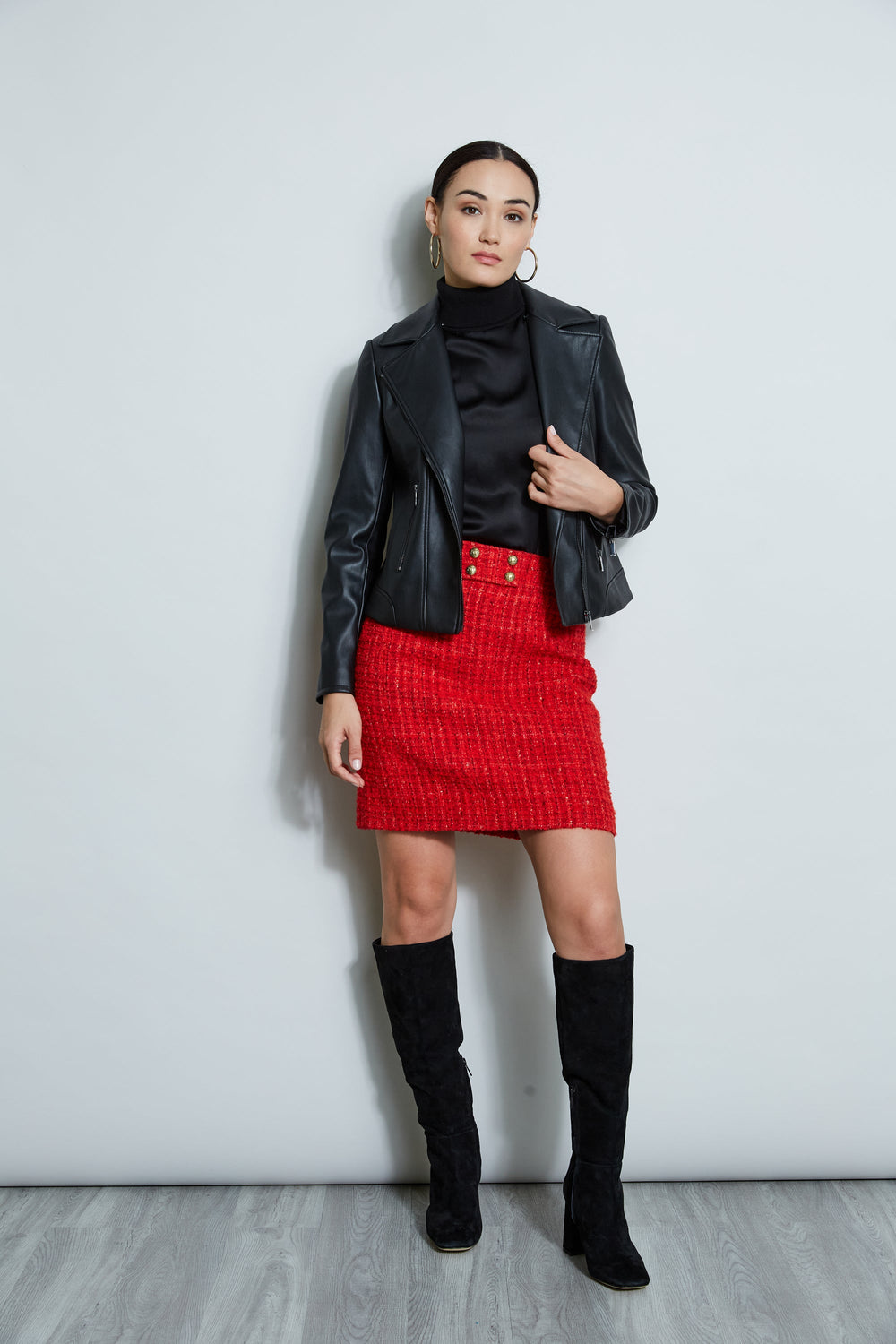 Faux Fur Collar Moto Jacket | Elie Tahari BLACK