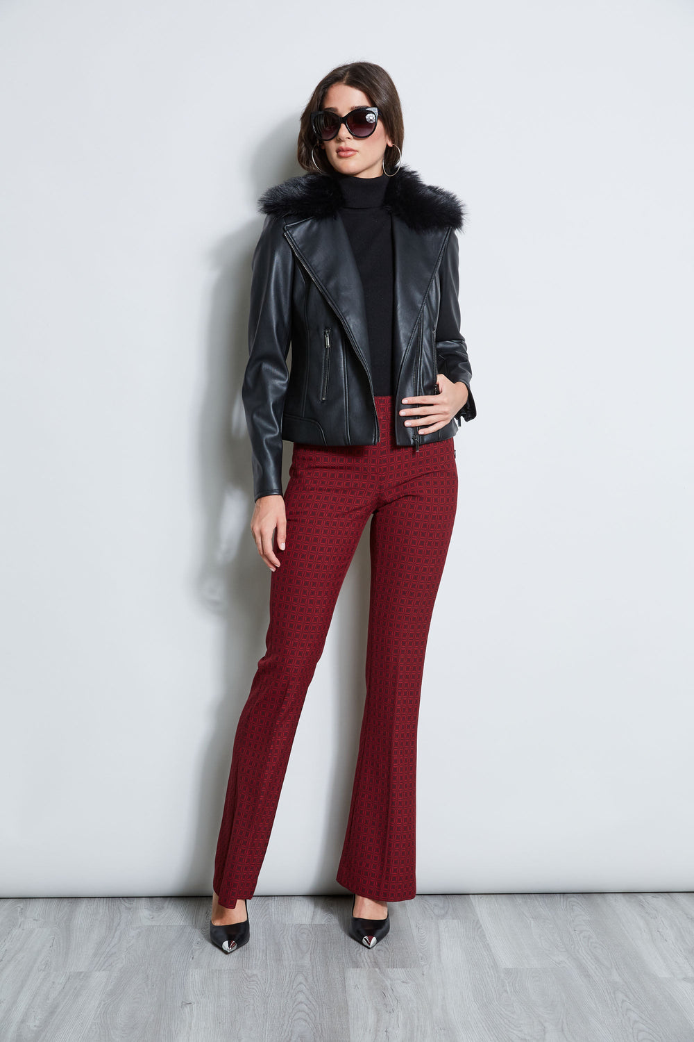 Faux Fur Collar Moto Jacket | Elie Tahari BLACK