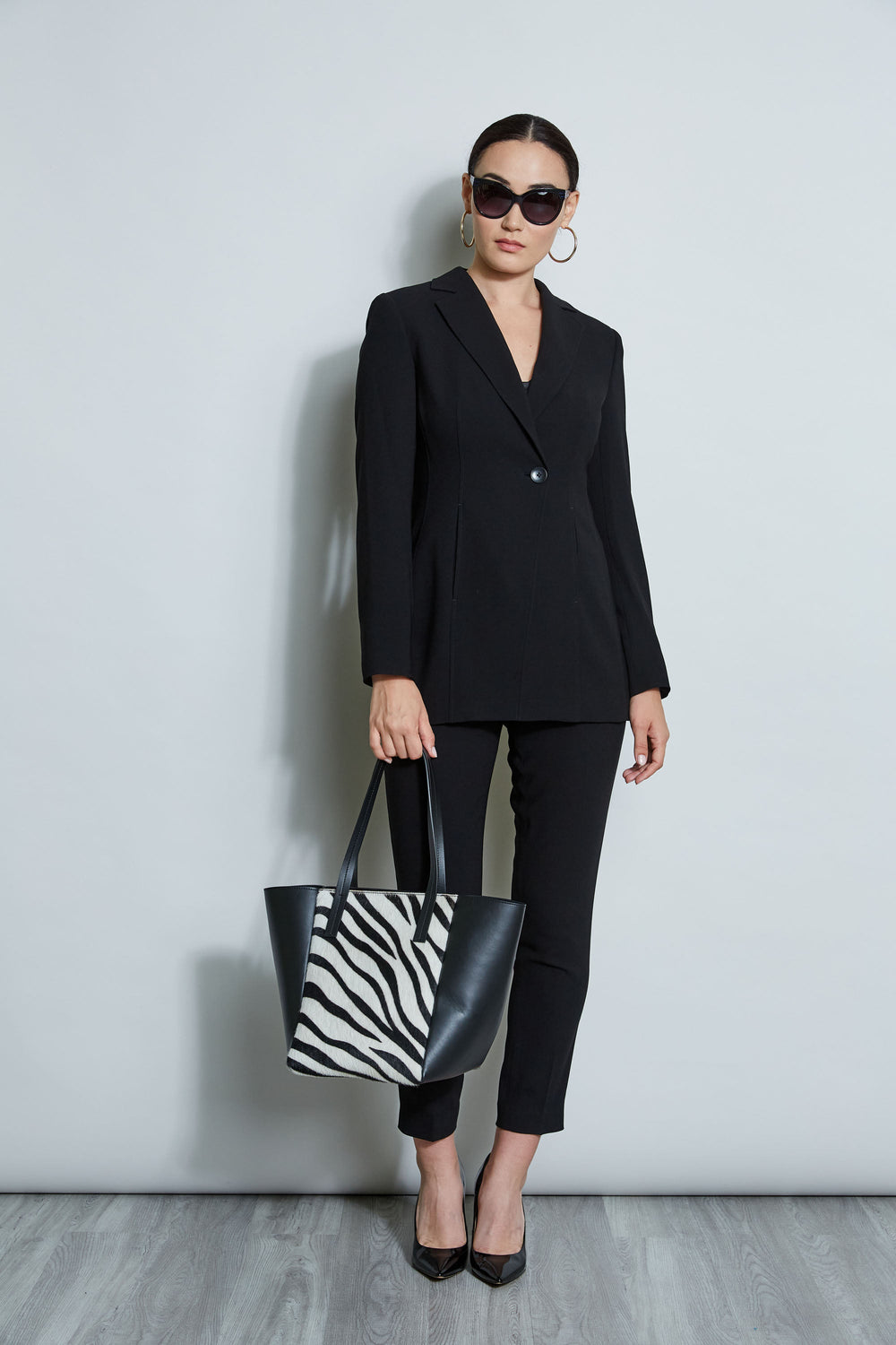 Asymmetric Single Button Blazer | Elie Tahari BLACK