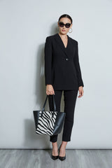 Asymmetric Single Button Blazer | Elie Tahari BLACK