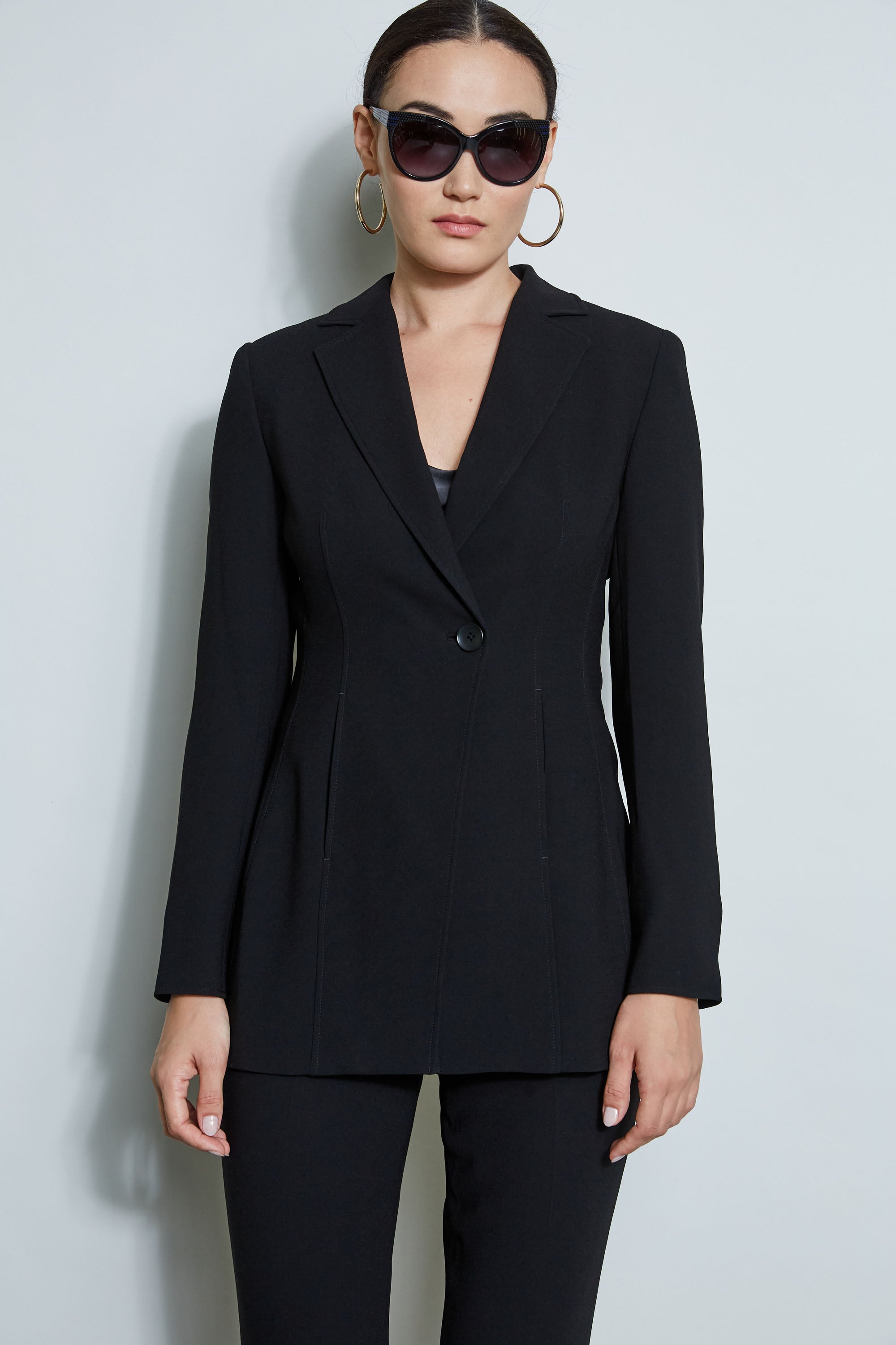 Asymmetric Single Button Blazer | Elie Tahari BLACK