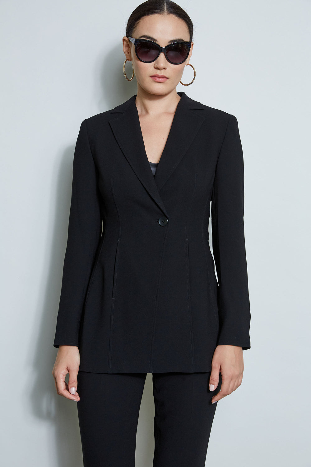 Asymmetric Single Button Blazer | Elie Tahari BLACK