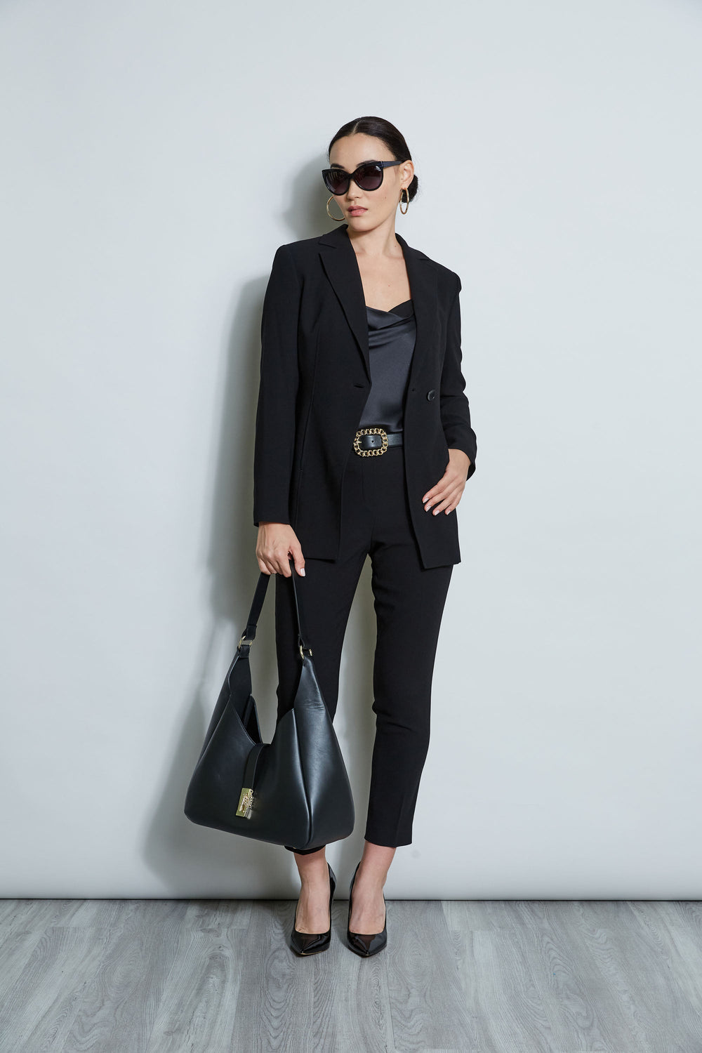 Asymmetric Single Button Blazer | Elie Tahari BLACK