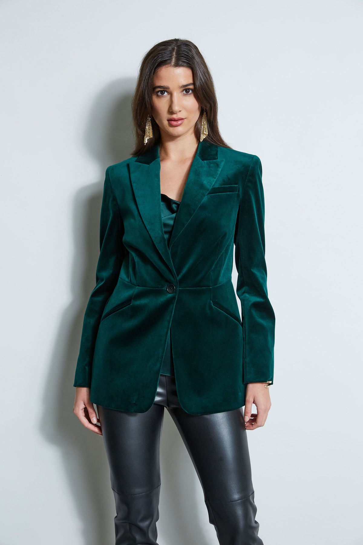 Velvet Blazer | Elie Tahari BOTTLE GREEN