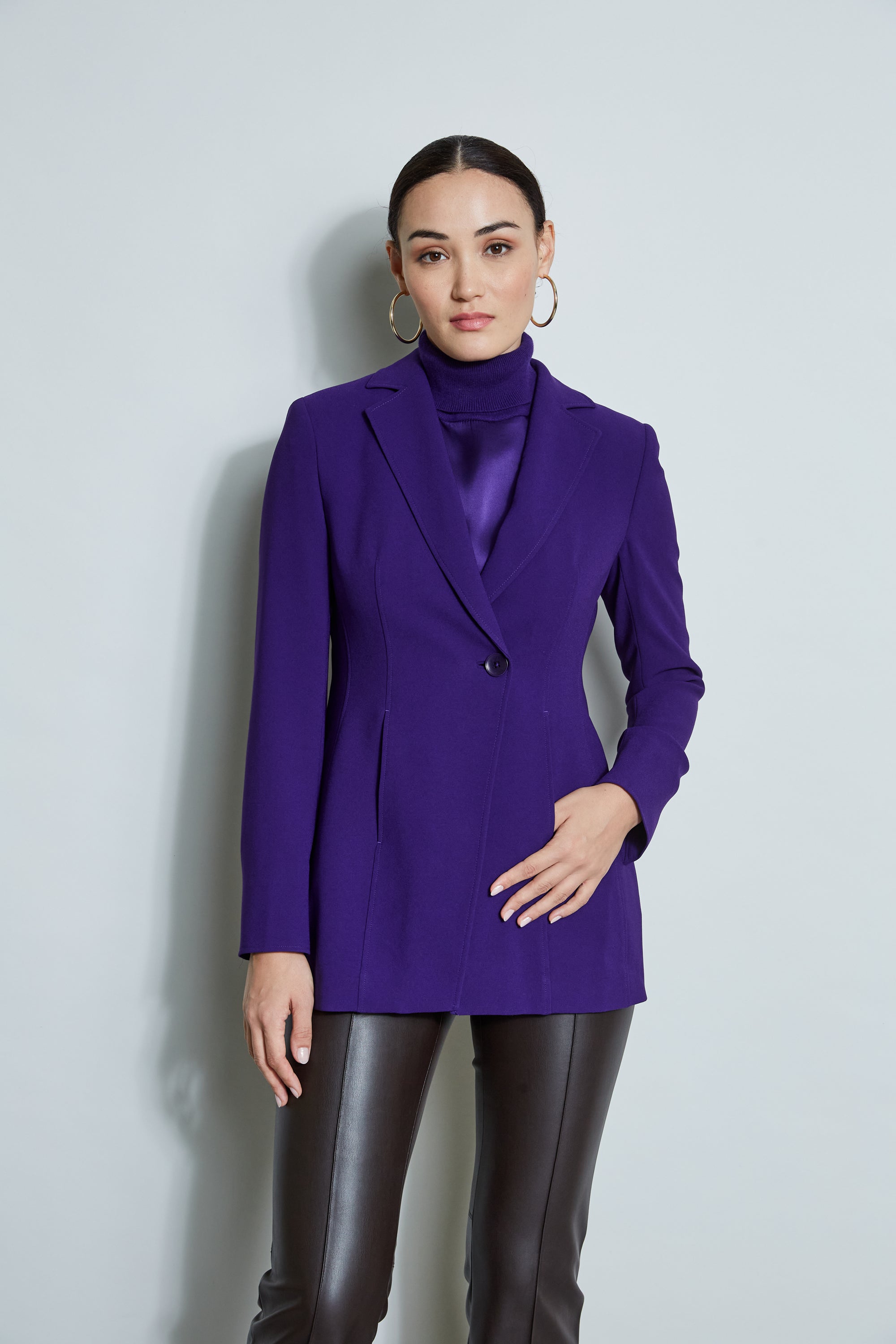 Asymmetric Single Button Blazer | Elie Tahari WINTER PLUM