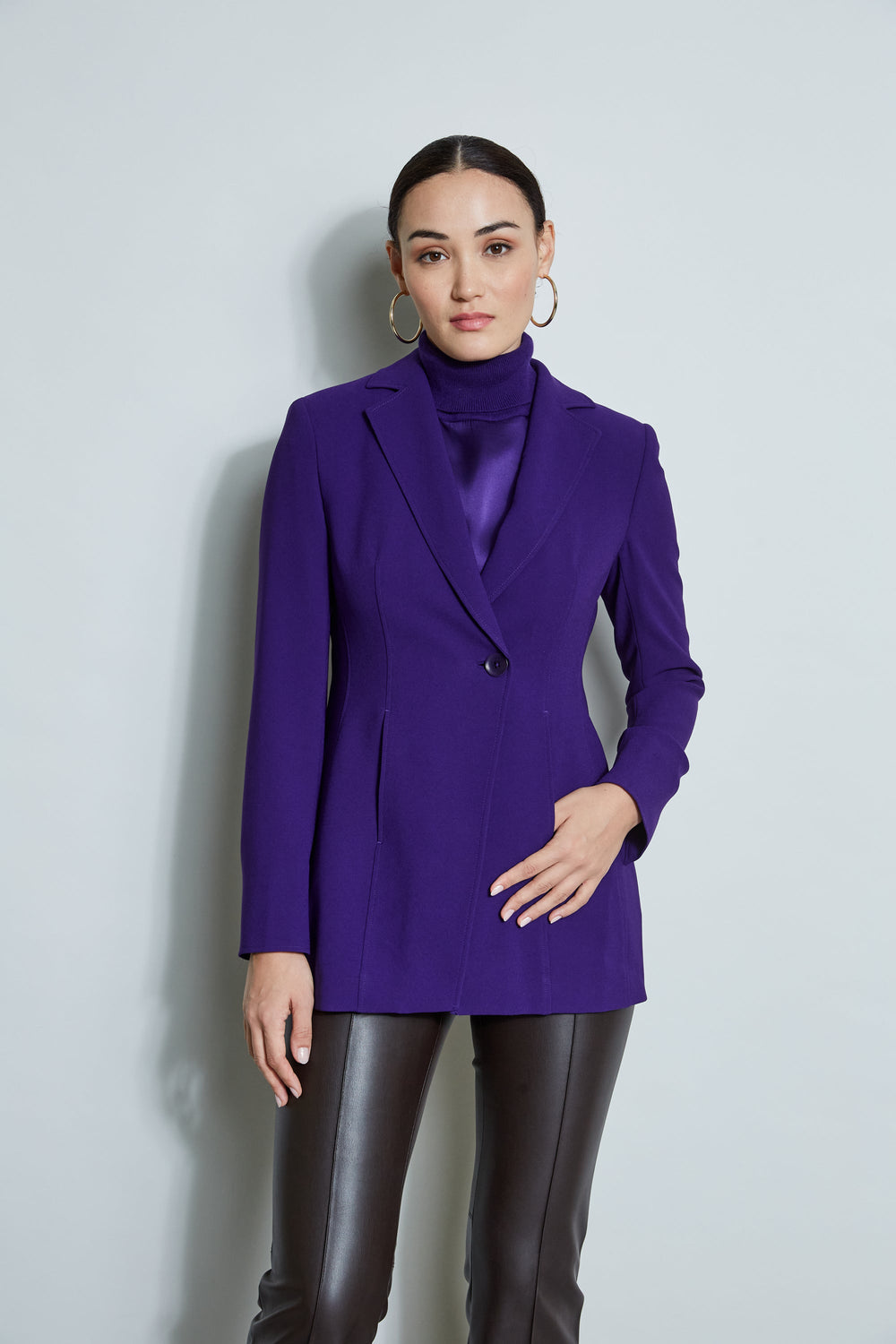 Asymmetric Single Button Blazer | Elie Tahari WINTER PLUM