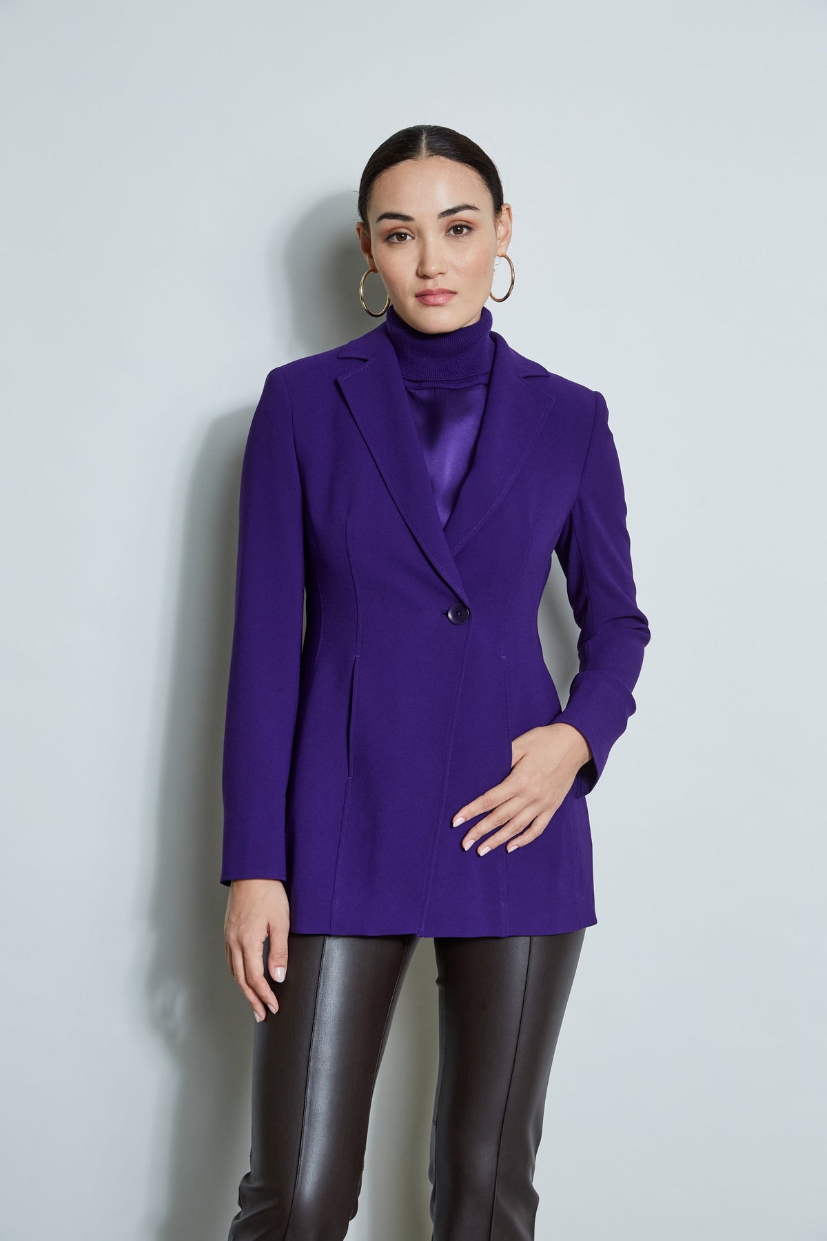 Asymmetric Single Button Blazer | Elie Tahari WINTER PLUM