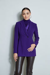 Asymmetric Single Button Blazer | Elie Tahari WINTER PLUM